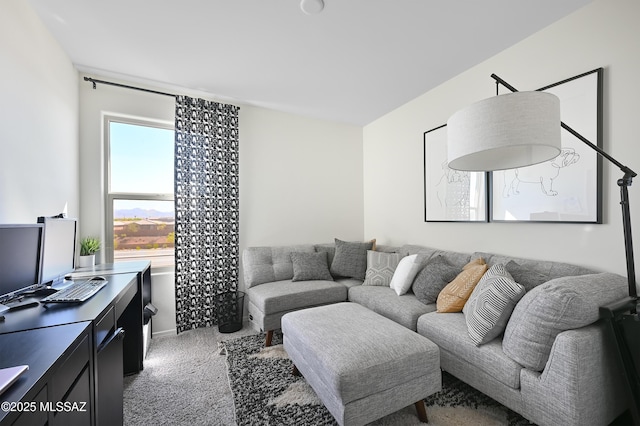 view of carpeted living area