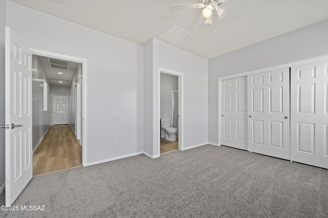 21700 E Governor Dr, Red Rock, AZ 85145 - unfurnished bedroom featuring a closet, baseboards, connected bathroom, carpet floors, and visible vents