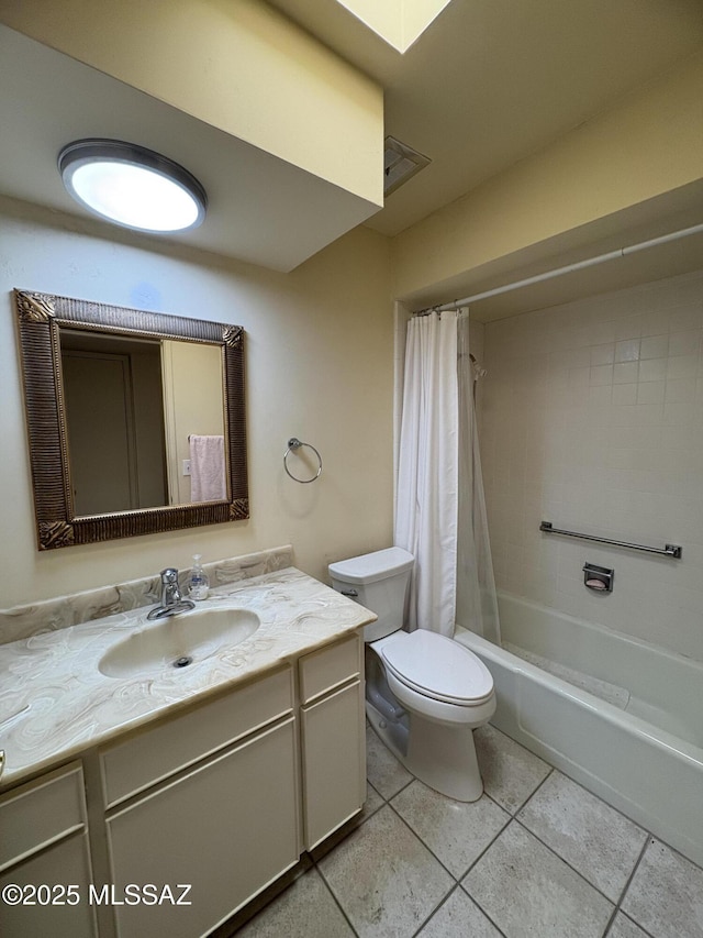291 E Los Rincones, Green Valley, AZ 85614 - full bathroom with shower / tub combo, toilet, tile patterned flooring, and vanity