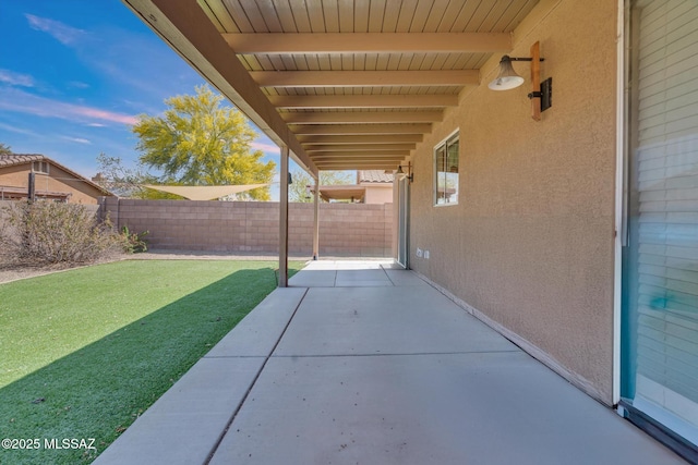 view of patio with a fenced backyard