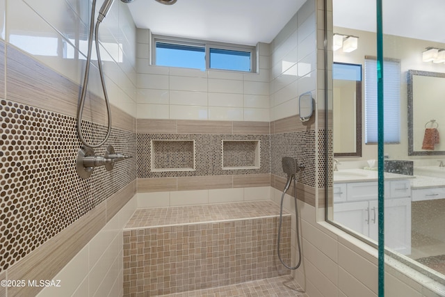 35605 S Overlook Dr, Saddlebrooke, AZ 85739 - bathroom with vanity and tiled shower