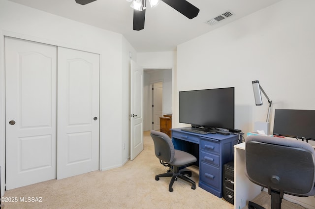1985 S Mcconnell Dr, Tucson, AZ 85710 - office space featuring light colored carpet, a ceiling fan, and visible vents