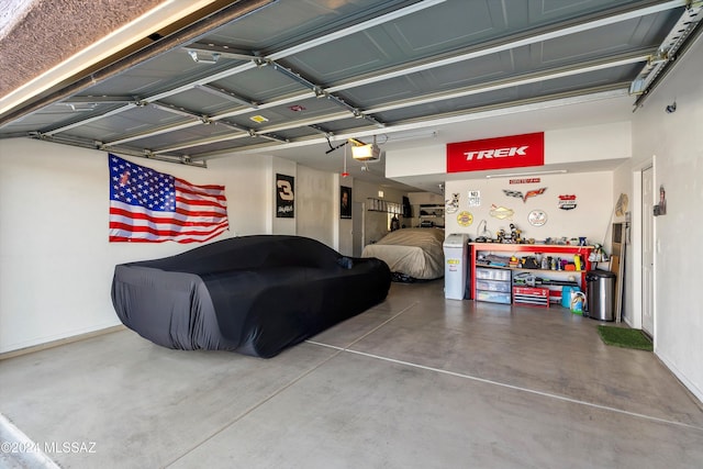 garage with a garage door opener