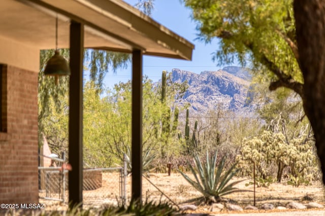 exterior space featuring a mountain view