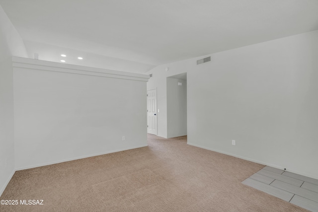 8972 E Mcmurray Pl, Tucson, AZ 85730 - carpeted empty room with vaulted ceiling, recessed lighting, and baseboards