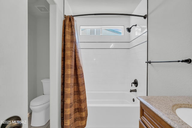 8972 E Mcmurray Pl, Tucson, AZ 85730 - full bathroom with shower / bathtub combination with curtain, toilet, and vanity