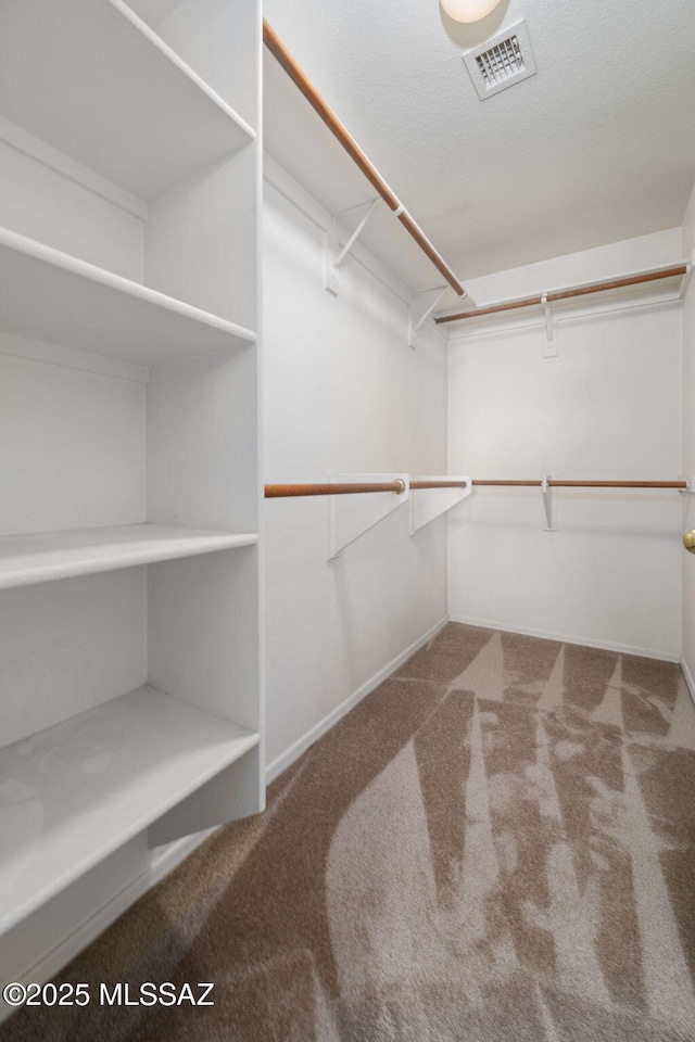 spacious closet with carpet floors and visible vents