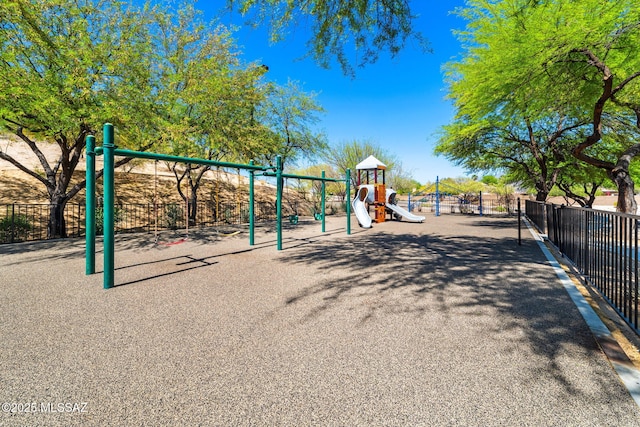 community play area with fence