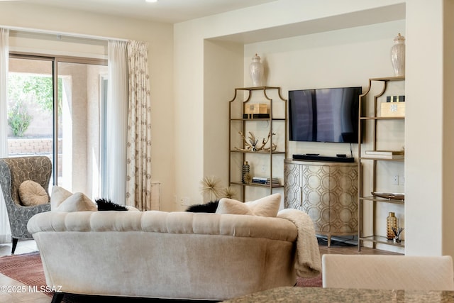 living room featuring tile patterned floors