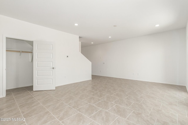 basement with recessed lighting