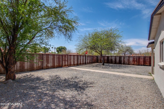 view of yard featuring a patio and a fenced backyard
