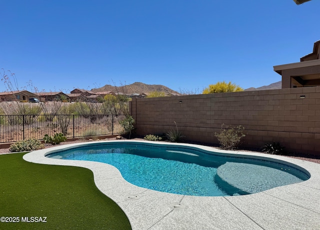 view of pool featuring a fenced in pool and a fenced backyard
