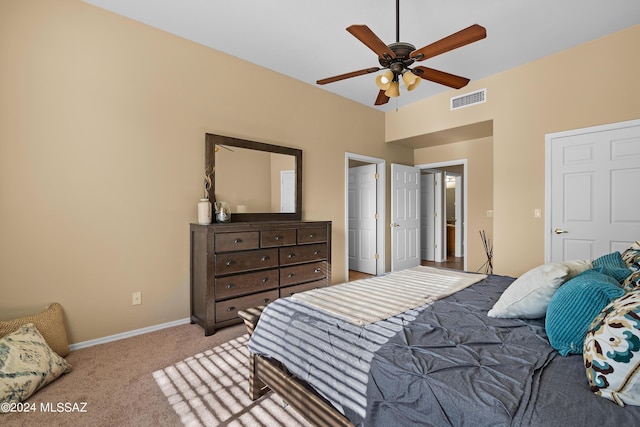13792 E Langtry Ln, Tucson, AZ 85747 - bedroom featuring visible vents, baseboards, a ceiling fan, and carpet floors