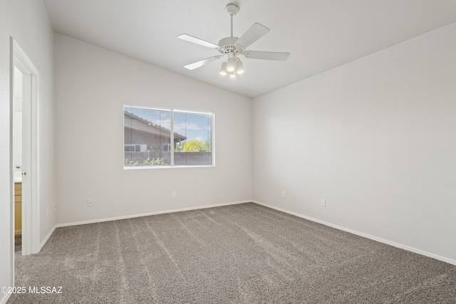 2253 W Catalina View Dr, Tucson, AZ 85742 - carpeted empty room featuring a ceiling fan, baseboards, and lofted ceiling