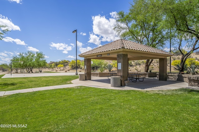2253 W Catalina View Dr, Tucson, AZ 85742 - view of home's community with a gazebo, a patio area, and a lawn