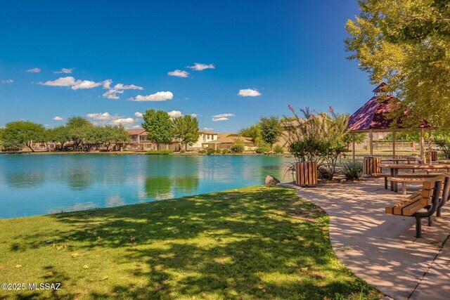 water view featuring a gazebo