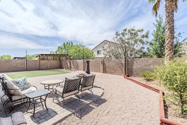 view of patio featuring a fenced backyard