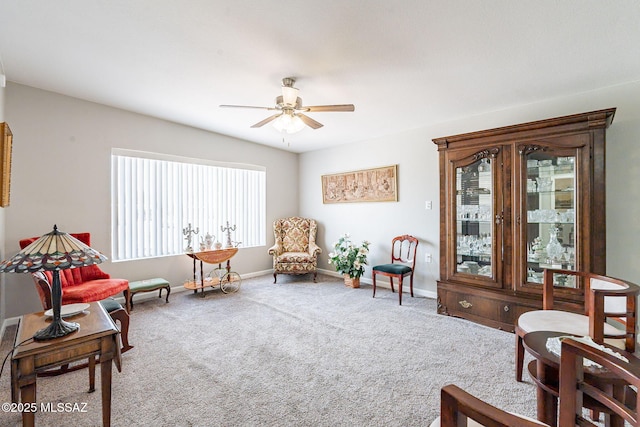 649 W Via, San Mateo, Green Valley, AZ 85614 - living area with baseboards, a ceiling fan, and carpet