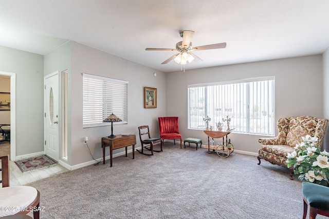 649 W Via, San Mateo, Green Valley, AZ 85614 - sitting room with carpet flooring, baseboards, and a ceiling fan