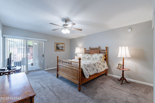 649 W Via, San Mateo, Green Valley, AZ 85614 - carpeted bedroom featuring access to outside, baseboards, and a ceiling fan