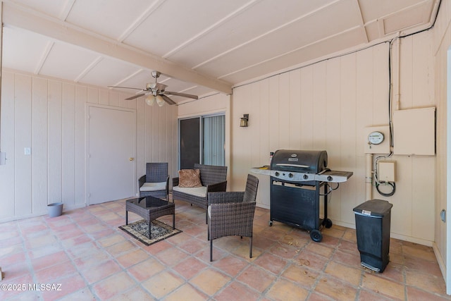 649 W Via, San Mateo, Green Valley, AZ 85614 - view of patio with area for grilling and ceiling fan