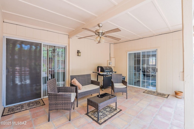 649 W Via, San Mateo, Green Valley, AZ 85614 - view of patio featuring grilling area and a ceiling fan
