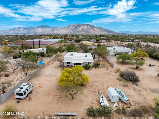 bird's eye view featuring a mountain view and a residential view
