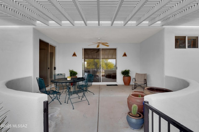 view of patio / terrace featuring ceiling fan and outdoor dining space