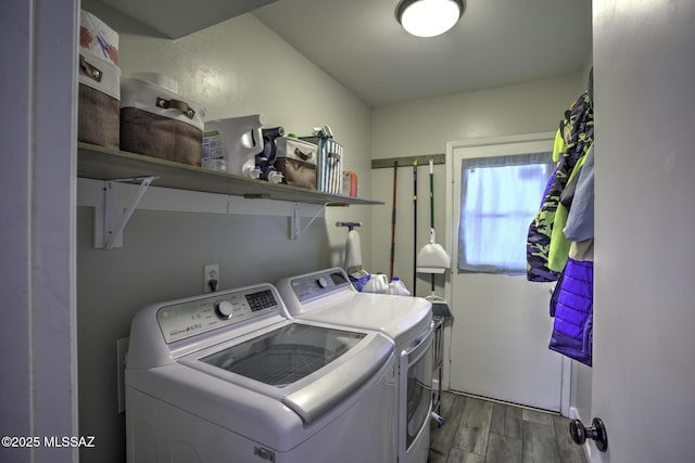 7217 E Fayette St, Tucson, AZ 85730 - washroom with washing machine and dryer and wood finished floors