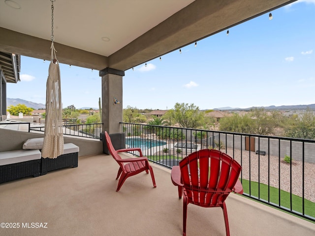 balcony with a mountain view
