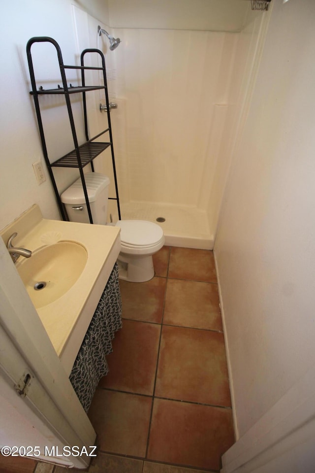 2665 N Leah Pl, Tucson, AZ 85705 - full bathroom with tile patterned floors, a stall shower, toilet, and vanity