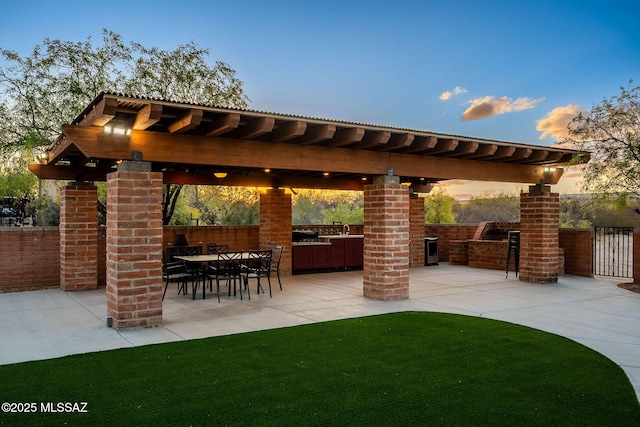 17300 S Camino Cartagena, Sahuarita, AZ 85629 - view of patio featuring fence, a sink, and area for grilling