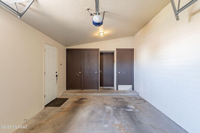 garage with a garage door opener