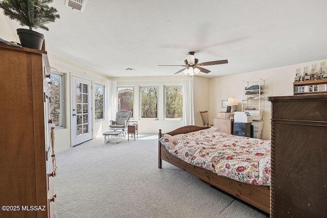 3969 W Pine Creek Way, Tucson, AZ 85745 - bedroom featuring visible vents, carpet flooring, multiple windows, and access to exterior