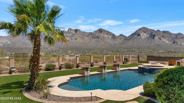 11028 N Pusch Ridge View Pl, Oro Valley, AZ 85737 - view of pool with a mountain view and a pool with connected hot tub