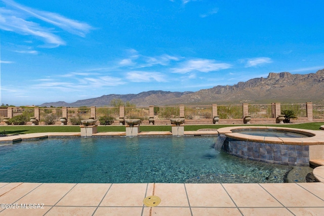 11028 N Pusch Ridge View Pl, Oro Valley, AZ 85737 - view of swimming pool featuring a mountain view and a pool with connected hot tub