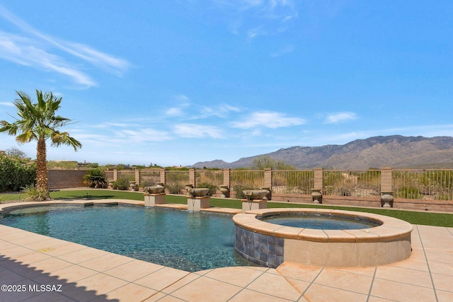 11028 N Pusch Ridge View Pl, Oro Valley, AZ 85737 - view of pool featuring a mountain view and a pool with connected hot tub