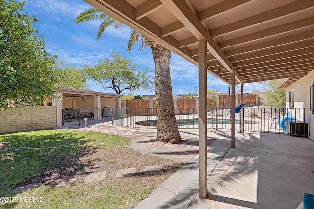 view of patio featuring a fenced backyard