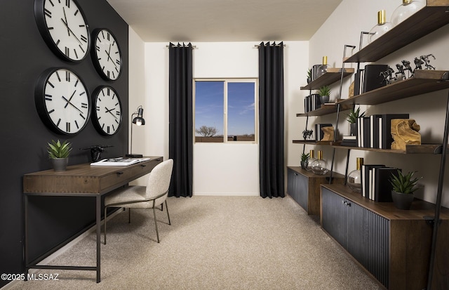 office area with light carpet