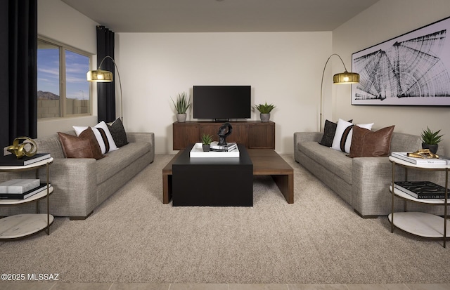 view of carpeted living area