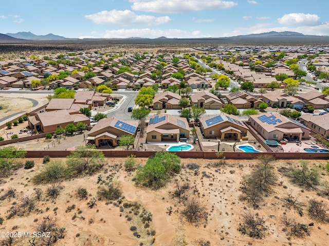 bird's eye view featuring a mountain view and a residential view