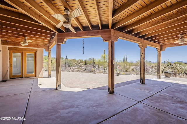 4247 W Flying Diamond Dr, Tucson, AZ 85742 - view of patio featuring ceiling fan and french doors