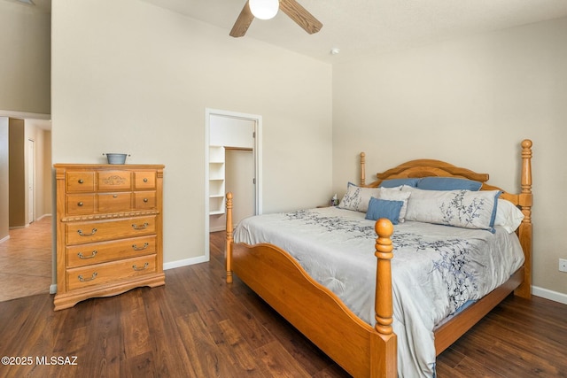 9622 E Paseo, San Ardo, Tucson, AZ 85747 - bedroom with baseboards, wood finished floors, and a ceiling fan