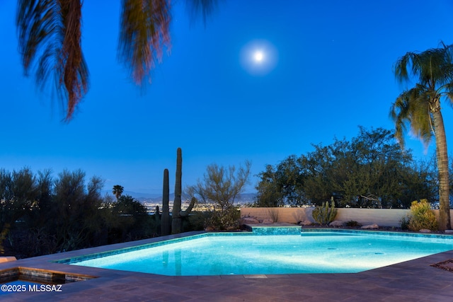 view of pool featuring a fenced backyard and a fenced in pool
