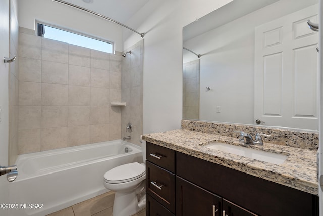 3352 W Shadow Park Way, Tucson, AZ 85742 - bathroom featuring vanity, bathing tub / shower combination, toilet, and tile patterned flooring