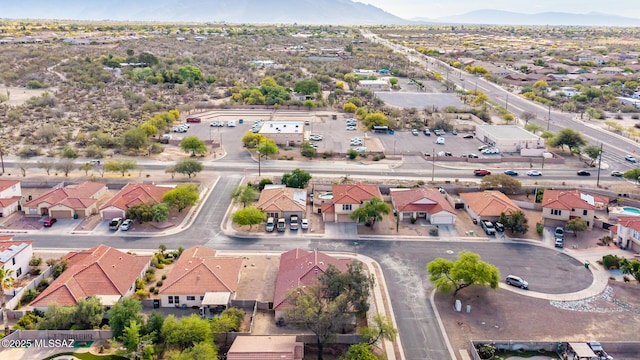 aerial view with a mountain view and a residential view