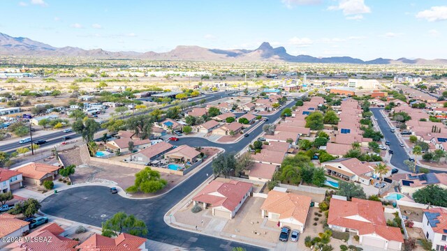 bird's eye view with a mountain view and a residential view