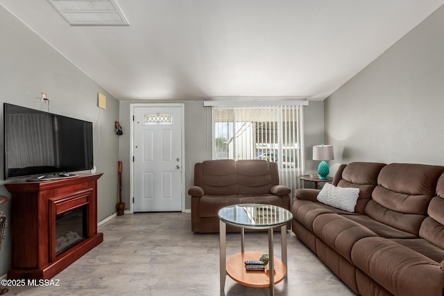 living area with visible vents