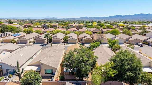 bird's eye view with a residential view and a mountain view