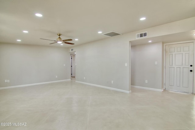 5754 S Ray Stra, Tucson, AZ 85706 - empty room with baseboards, visible vents, ceiling fan, and recessed lighting